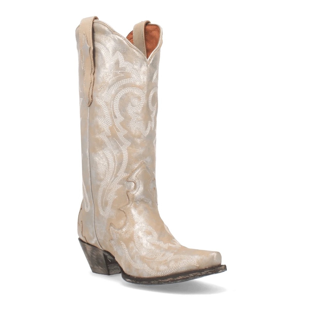NEW Dan Post Frost Bite‎ Silver Glacial Leather Snip Toe Western Boots 8M DP4303